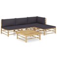 thumbnail image 1 of vidaXL 5 Piece Garden Lounge Set with Dark Grey Cushions Bamboo, 1 of 12