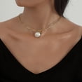 thumbnail image 4 of FcBaudy Collier pour Femmes, Bijoux pour Femmes, Bijoux pour Femmes Collier Étoile Perle Ronde en Acier Inoxydable Personnalité Belle Élégante Dame Collier Clavicule en Acier Titane Collier Clavicule, 4 of 6