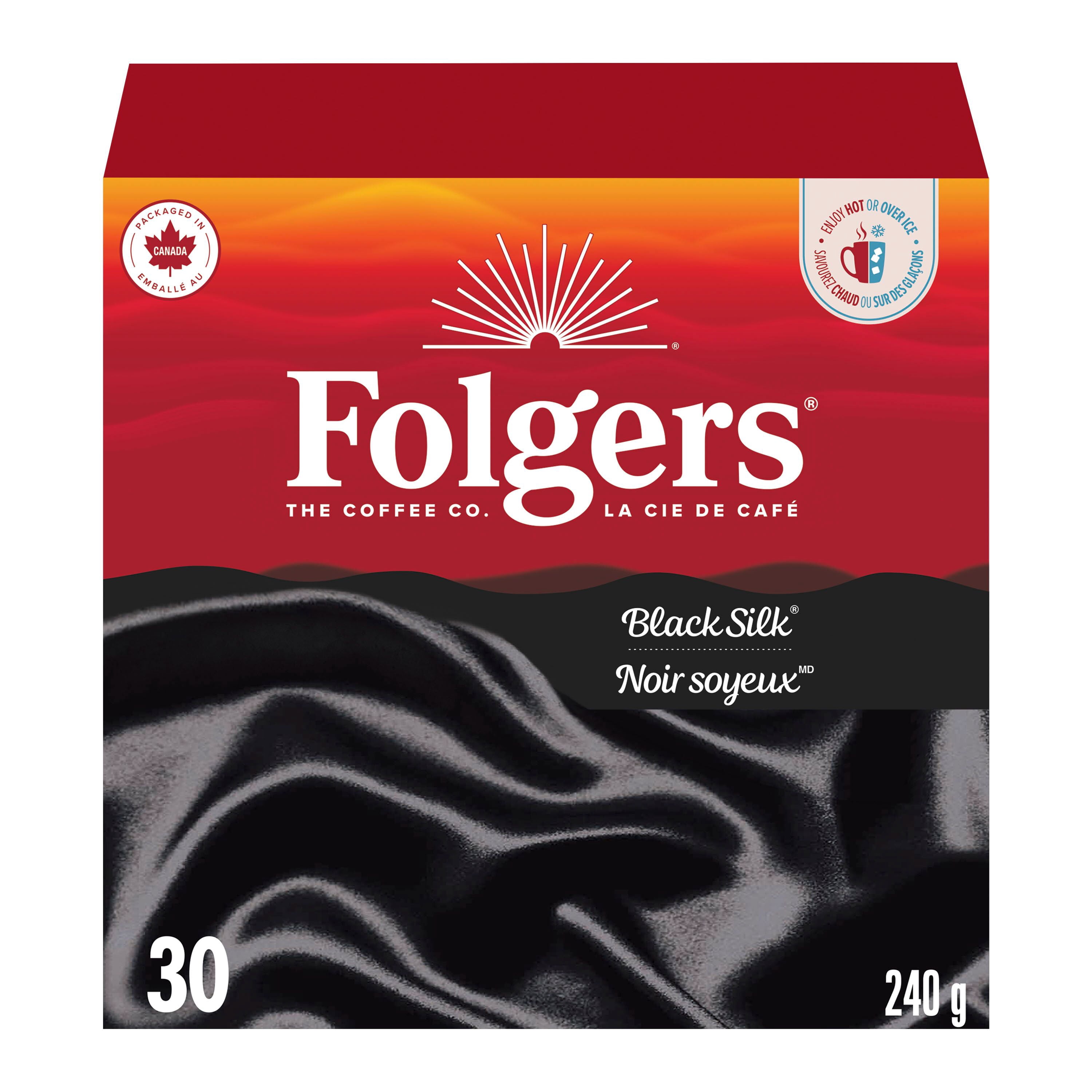 Folgers Black Silk Dark Roast K-Cup Coffee Pods, 30 Pods
