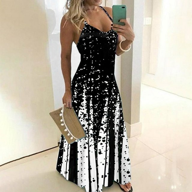 Robe de Soirée Élégante Grande Taille pour Femmes Mode Été Longue Robe avec Bretelles