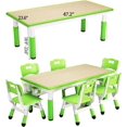thumbnail image 1 of Ourlova Kids Table and Chairs Set of 7 Height Adjustable Desk with 6 Seats Arts & Crafts Table Graffiti Desktop Non-Slip Legs Children Multi-Activity Table, 1 of 7