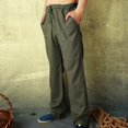 thumbnail image 3 of cllios Mens Cotton Linen Pants Big and Tall Regular Fit Solid Color Beach Trousers Summer Lightweigt Drawstring Elastic Waist Lounge Pants with Pockets, 3 of 6