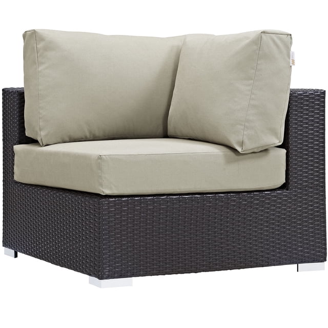 Modway Convene Outdoor Patio Furniture Corner in Espresso Beige