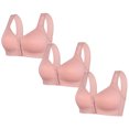 thumbnail image 1 of LOVZFMLL 3 Pack Plus Size Bras for Women Solid Color Comfort Soft Push Up Bra No Underwire Full Coverage Front Closure Everyday Bralettes Pink 5XL, 1 of 2