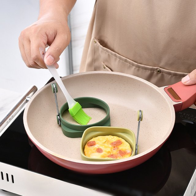 Hbdhejl Silicone Egg Rings Square Round Egg Cooker Ring Double Ring With Handle Frying Non Stick Maker For Pancakes Breakfast And Sandwich Silicone Side Up Omelet And Eggs
