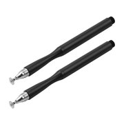 Fine Point 2-in-1 Precision Stylus with Fiber Tip and Disc Tip, Universal Capacitive Touchscreen Stylus for Writing and Drawing on Phones and Tablets, 2-Pack, 2 Black