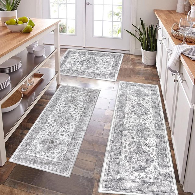 Farmhouse Kitchen Rugs Sets of Kitchen Runner Rugs Non Slip Washable Boho Kitchen Mats for Floor Indoor Door Mat Entrance Laundry Room Rug Vintage Kitchen Floor Mat Carpet Runner