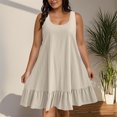 thumbnail image 2 of Sentmoon Robe d'Invitée de Mariage Printemps Été 2026 Couleur Unie Sans Manches Col Rond Robe Bohème pour Femmes Coupe Ample Grande Taille pour le Travail et le Bureau Beige TTG, 2 of 9