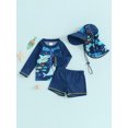 thumbnail image 2 of Nituyy Baby Boy 3Pcs Rash Guard Swimsuits Cute Fish Print Long Sleeve Zip Up Bathing Suit Swimwear, 2 of 8