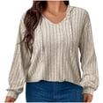 thumbnail image 1 of AherBiu Plus Size Tops for Women Ribbed Long Sleeve Hooded Pullover Spring Casual Loose Going out Tops, 1 of 7
