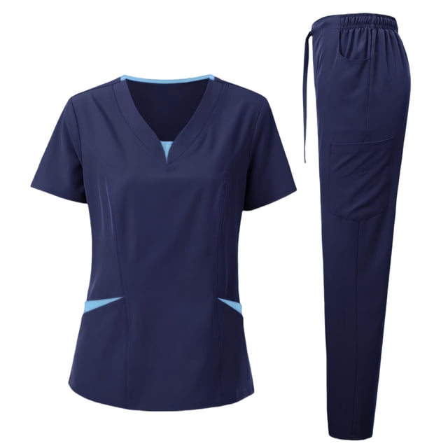 Women's Scrub Set - V-Neck Short-Sleeved Comfortable Workwear Set for Doctors and Nurses
