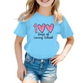 thumbnail image 1 of LUOGENLI T-Shirt pour Filles Enfants Mode Décontractée Imprimé Col Rond Ample Manche Courte T-Shirt Haut Chemises pour Filles Tendance Été Plus Bleu Clair 8-9 Ans, 1 of 4