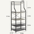 thumbnail image 2 of Bakers Rack, Farmhouse Microwave Oven Stand with 2 Large Metal Wire Basket, 5 Tier Utility Storage Shelf with 8 Hooks, 2 of 9