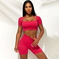 thumbnail image 2 of pitrice High Waist Yoga Leggings Set Seamless Ribbed Crop Tank for Outdoor Fitness, 2 of 2