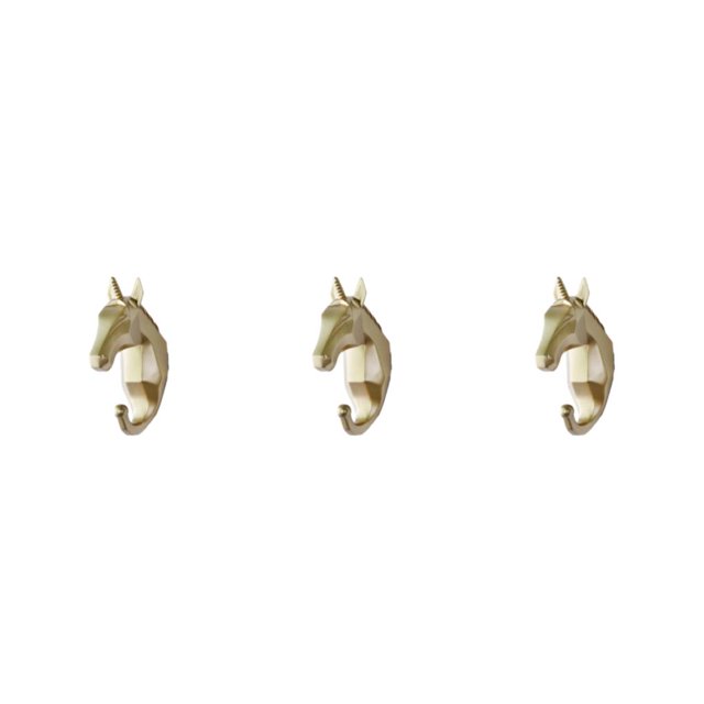 Baohd Résine Éléphant Tête Animal Mur Monté Crochet en Résine Pas Facilement Usé Or (Cheval) 3Set