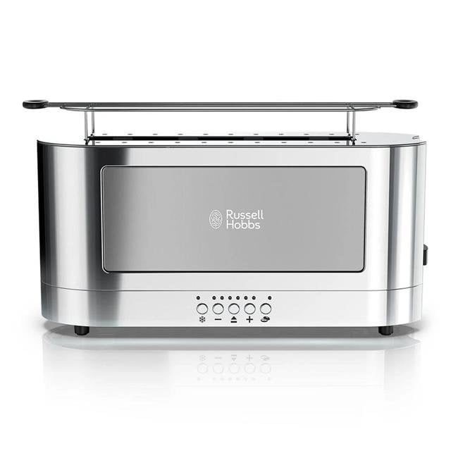 Russell Hobbs 2-Slice Glass Accent Long Toaster, Silver & Stainless Steel, TRL9300GYR