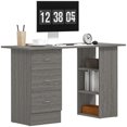 thumbnail image 1 of HOMCOM Computer Desk with 3-Tier Storage Shelves, Home Office Desk, Grey, 1 of 10