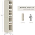 thumbnail image 2 of VAUXHILL & CO. Halston Narrow Bookcase, Adjustable Storage Shelving Unit, Cream, 2 of 8