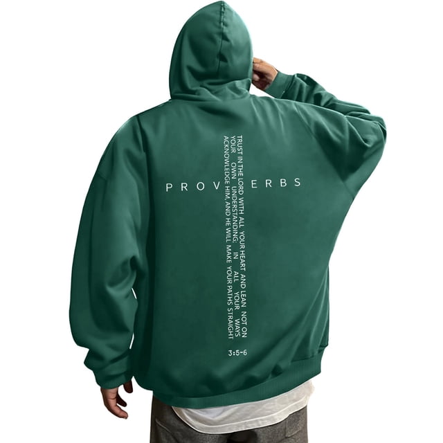 Chandail à Capuchon Rétro pour Hommes avec Verset Graphique, Tenue Décontractée Inspirante pour Croyants, Chandail Confortable à Enfiler
