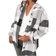 thumbnail image 2 of Aqestyerly Veste à Carreaux pour Femme à Manches Longues, Col Rabattu, Coupe Ample, Décontractée, Manteau Chemise Léger HWRETIE, 2 of 6