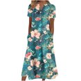 thumbnail image 1 of Cameland Robe d'Été pour Femme Décontractée à Col en V avec Boutons, Manches Courtes, Imprimée, Coupe Évasée, avec Poche, 1 of 3