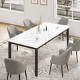 thumbnail image 4 of Kojooin Long Dining Table for 6 People, Large Rectangle Wood Kitchen Table with Sturdy Metal Legs, Modern Industrial Dining Room Table with Round Corner, 4 of 7