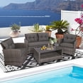 thumbnail image 3 of Gymax 4PCS Rattan Patio Conversation Set Cushioned Outdoor Furniture Set, 3 of 10