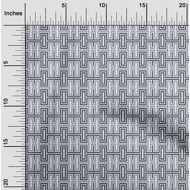 oneOone Viscose Chiffon Fabric Greek Key Geometric Print Sewing Fabric BTY 42 Inches Wide