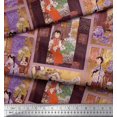 thumbnail image 2 of Soimoi Rayon Fabric Flower Vase,Cat & Girl Patchwork Print Fabric by Yard 42 Inch Wide, 2 of 3