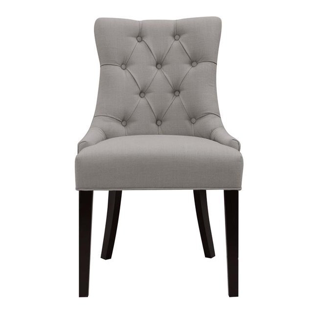 Chaise de Salle à Manger Capitonnée à Bouton Rembourré en Gris Chaud