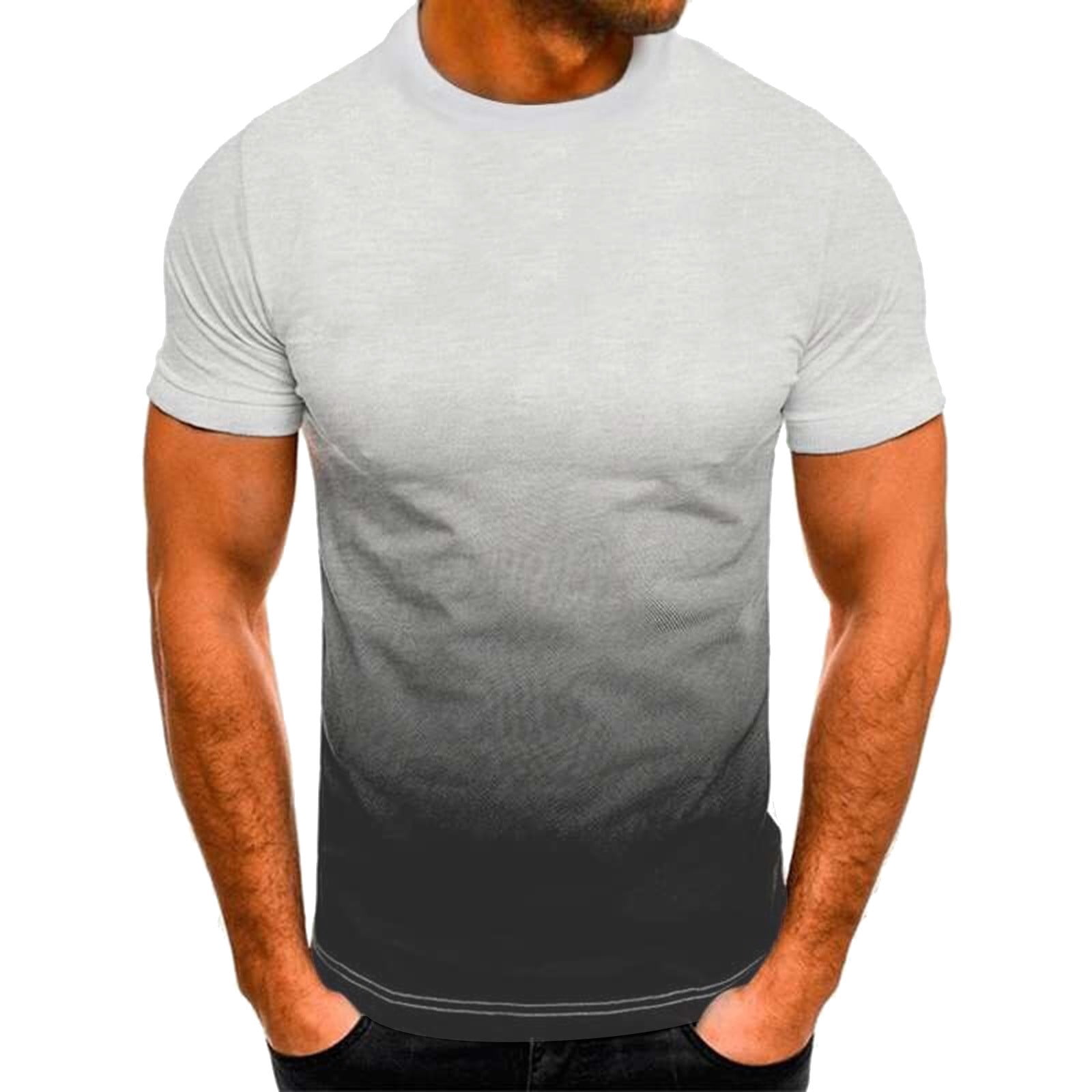 BOBOGOJP Mens T Shirts Graphic Short Sleeve Crew Neck Tops Work Solid Color Pullover (Gray,3XL)