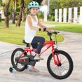 thumbnail image 2 of Costway Vélo pour Enfants de 18 Pouces avec Éclairage DEL, Siège Ajustable, Frein à Rétropédalage, Roues Stabilisatrices, Rouge, Breveté, 2 of 10