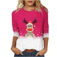 thumbnail image 1 of Haut Imprimé de Noël pour Femme à Col Rond et Manches Trois Quarts, 1 of 1