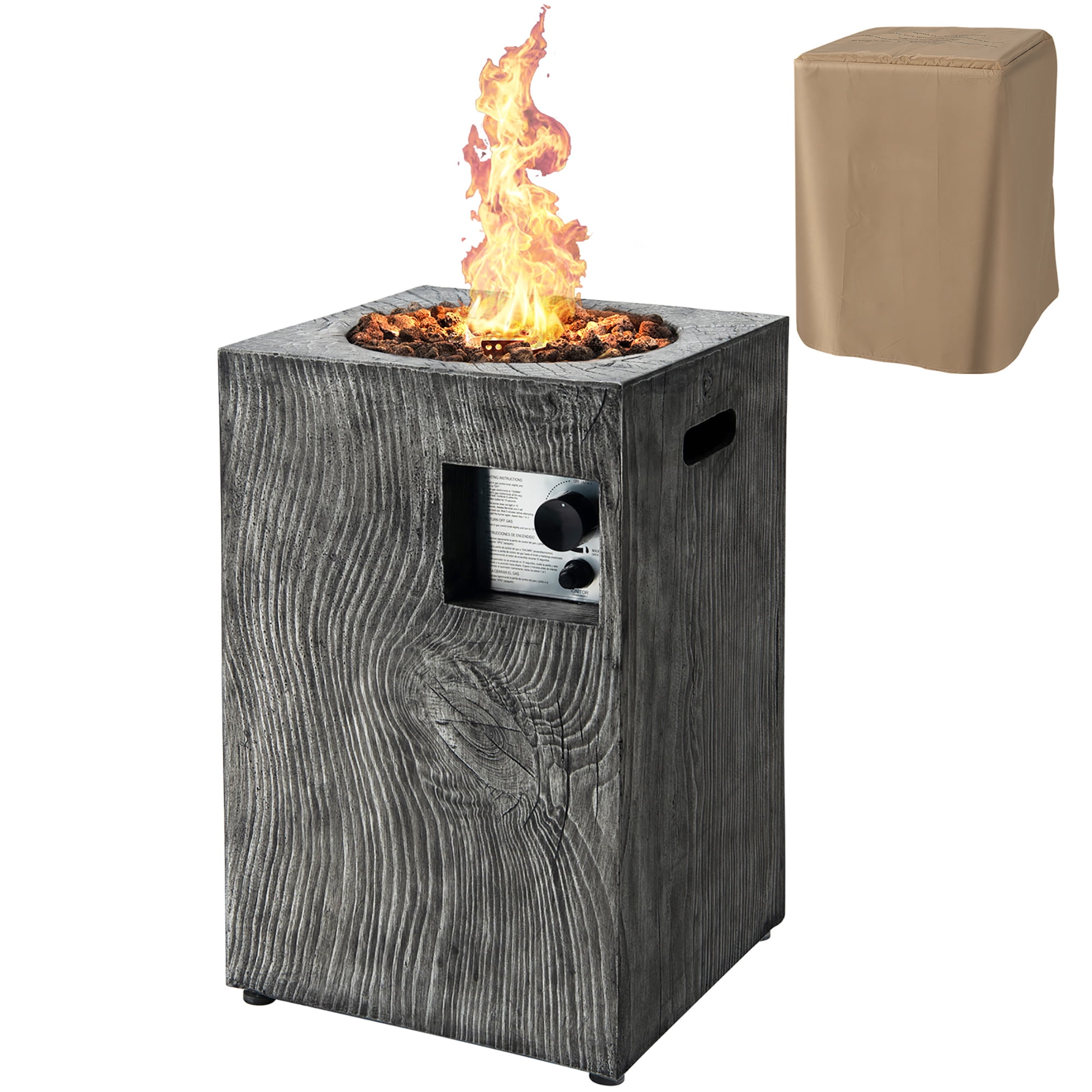 Costway 16" Square Outdoor Propane Fire Pit w/Lava Rocks Waterproof Cover 30,000 BTU