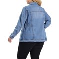 thumbnail image 3 of Agnes Orinda Veste en Denim Grande Taille pour Femmes à Manches Longues, Boutonnée, Lavée, Veste Camionneur en Jean à l'Avant 3X Bleu Pâle, 3 of 8