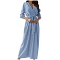 thumbnail image 1 of Women Fashion V-neck Long Sleeve Solid Color, 1 of 6