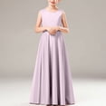 thumbnail image 2 of MKOSPLRT Robes de Demoiselle d'Honneur pour Mariage 2-13 Ans Sans Manches Col Ras du Cou Robe de Fête Formelle Unie Fluide Élégante Robes Maxi Robe de Bal, 2 of 6