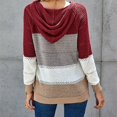 thumbnail image 4 of Women‘s Color Block Knit Hoodies Sweaters Loose Long Sleeve V Neck Drawstring Pullover Sweatshirts (Grey-2XL), 4 of 5