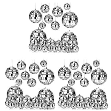 72 Pcs Mirror Disco Ball Hanging, Glass Disco Ball Decor, Disco Decorations, for Holiday Decor with Rope