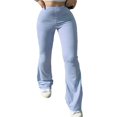 thumbnail image 3 of Pantalon Évasé Taille Haute Côtelé Uni pour Femmes Y2K Mode Urbaine, 3 of 6