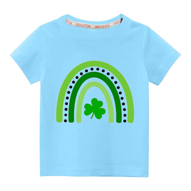 MeetoTime T-Shirts Décontractés à Manches Courtes Imprimés pour la Saint-Patrick pour Garçons et Filles, Chandails à Col Rond pour Enfants