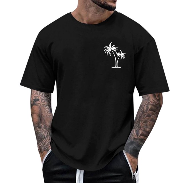 Pisexur T Shirts for Man , Hommes Mode Décontractée Imprimé Col Rond T-Shirt Pull Manches Courtes Blouse Noir, L Chemises de Golf Hommes & Chemises Hommes