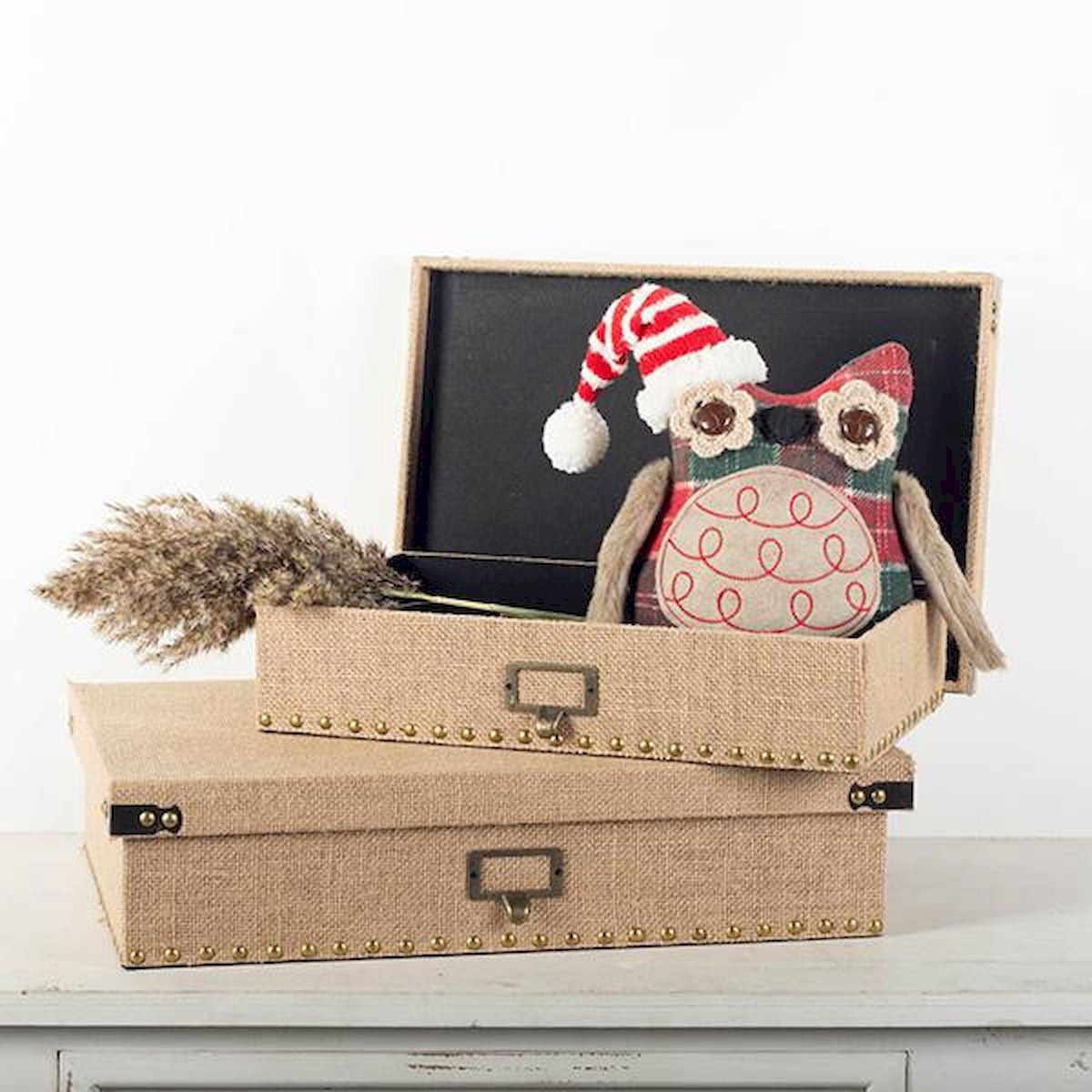 Lot de 2 Boîtes Décoratives en Métal avec Accents