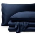thumbnail image 1 of Bare Home Bamboo Sheet Set - Made from Rayon Fibers - Deep Pockets - 4 Piece - Split Head Flex King, Dark Blue, 1 of 7