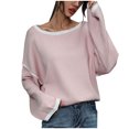 thumbnail image 1 of Pompotops Manteau Chandail à Col Rond pour Femmes Mode Haut Chandails pour Femmes Ample Manteau à Manches Longues Liquidation, 1 of 7