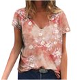 thumbnail image 1 of Hauts d'Été pour Femmes Manches Courtes Femmes Blouse d'Été Imprimée T-Shirts Décontractés Col en V Manches Courtes T-Shirts Hauts, 1 of 1