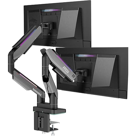 MSI MPG MT201DR V2 - Premium RGB Dual Monitor Stand Arms, 17-35" Support, VESA Compatible, Adjustable Heavy Duty Gas Spring Mount, 44 lbs per Screen Capacity - Gray