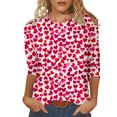 thumbnail image 1 of Penkiiy Chemises de la Saint-Valentin pour Femmes, Graphique Cœur, Col Rond, Hauts Décontractés, Blouses Amples à Manches 3/4, Grande Taille, Tunique 2025 TG Multicolore, 1 of 5