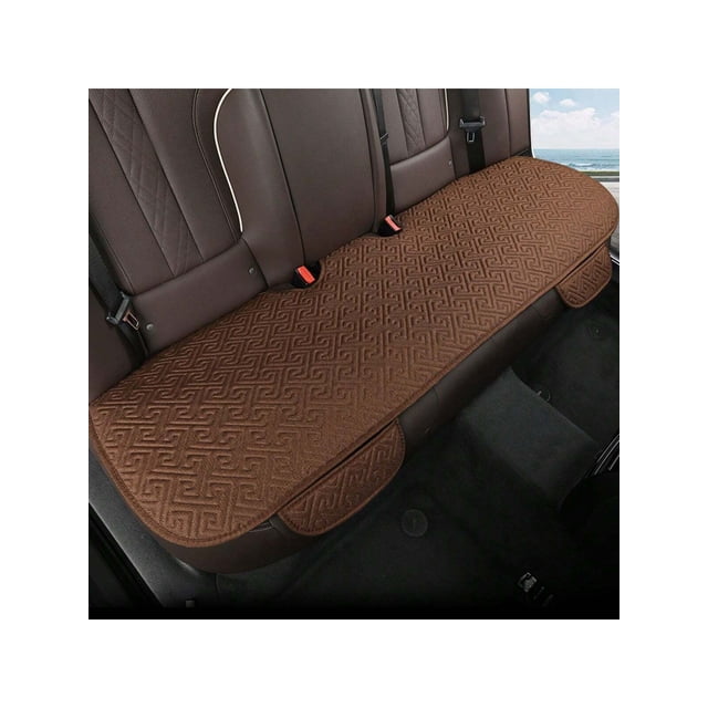 1pc Universal Linen Car Rear Seat Cover With Pocket, Non-Slip Breathable Rear Fabric Cushion Four Seasons Breathable Protector Mat Pad Car Accessories