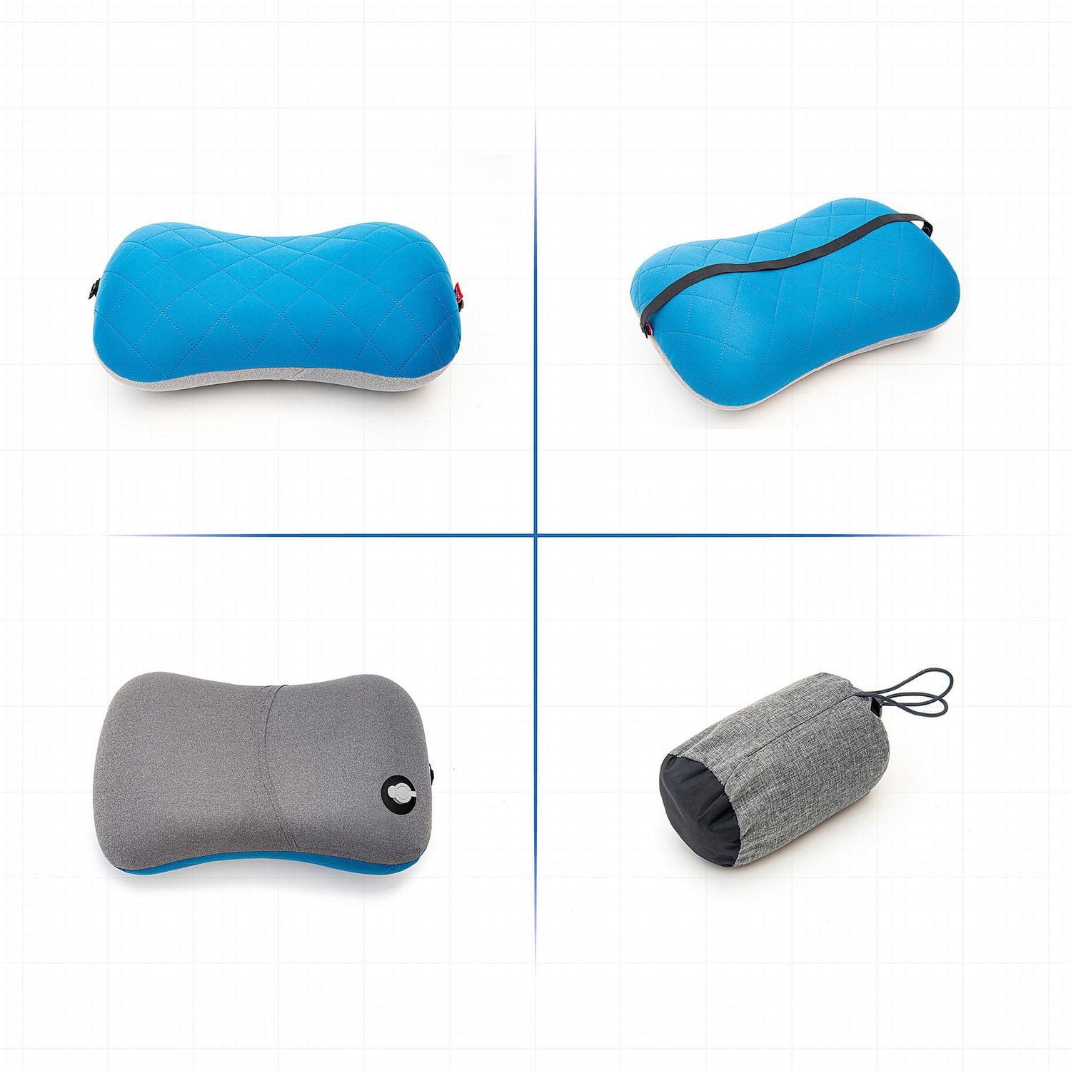 Ozark Trail, oreiller gonflable avec housse, ultra-léger, idéal pour le camping, la randonnée ou les voyages, convient à tous les âges, sac de transport inclus, couleur bleue.